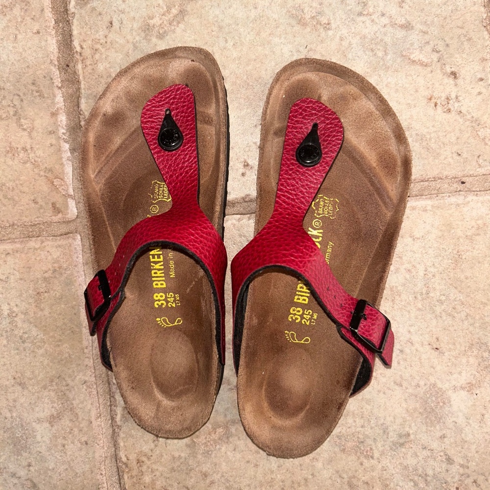 Red Birkenstock Gizeh Sandals - size 38